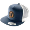 Leather Patch Flat Mesh Hat - Navy