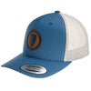 Leather Patch Curved Mesh Hat - Steel Blue/ Silver