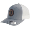 Leather Patch Curved Mesh Hat - Heather Grey/ White