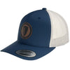 Leather Patch Curved Mesh Hat - Dark Blue/White