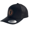 Leather Patch Curved Mesh Hat - Black