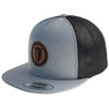 Leather Patch Flat Mesh Hat - Grey/Black